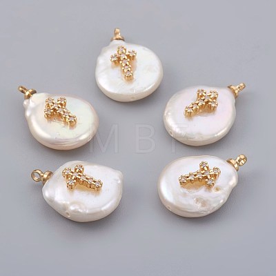 Natural Cultured Freshwater Pearl Pendants X-PEAR-F008-19G-1