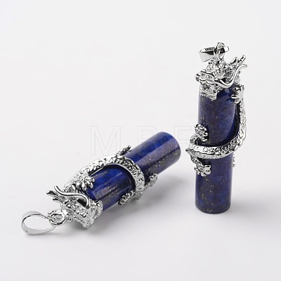 Tube Natural Lapis Lazuli Pendants X-G-L455-H10-1