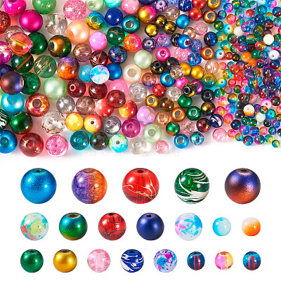 Round Spray Painted Glass Beads DGLA-TA0001-15-1