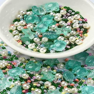 Ocean Theme Diy Painted Glass Beads DIY-YW0008-82D-1
