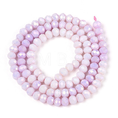 Anti-Tarnish Electroplate Rondelle Glass Beads Strands X-EGLA-T021-4mm-17-02-1