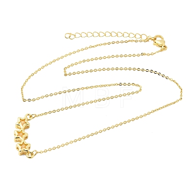 Brass Glass Triple Star Pendant Necklaces KK-CBAB173-03G-01-1