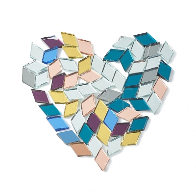 Rhombus Mosaic Tiles Glass Cabochons X-DIY-P045-12-1