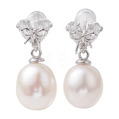 Natural Pearl Ear Studs EJEW-P286-51P-1