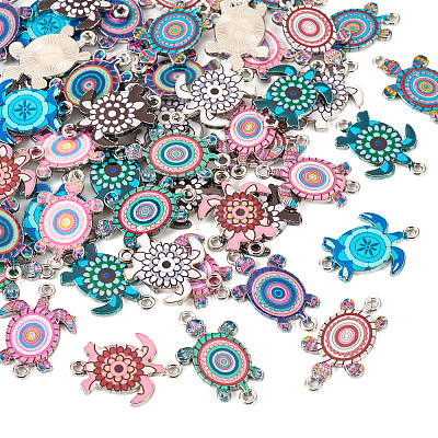  48Pcs 12 Styles Alloy Enamel Connector Charms FIND-TA0003-64-1