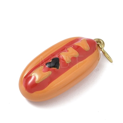 304 Stainless Steel Hot Dog Shape Enamel Pendants ENAM-I086-01-1