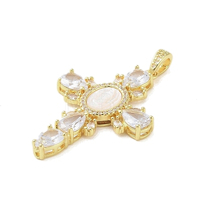 Real 18K Gold Plated Brass Micro Pave Cubic Zirconia Pendants KK-A209-14G-02-1