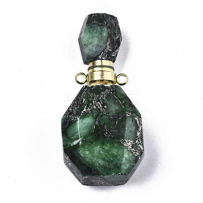 Assembled Synthetic Pyrite and Imperial Jasper Openable Perfume Bottle Pendants G-R481-14B-1