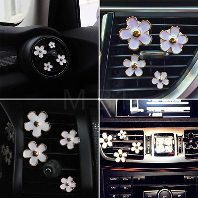 Daisy Flowers Alloy Enamel Car Air Vent Decorations AJEW-WH0114-10A-1