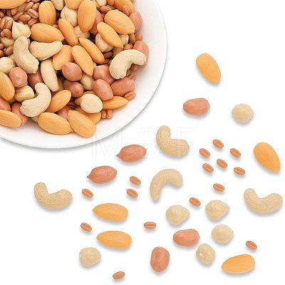 150G 5 Style Opaque Resin Imitation Nuts Ornaments RESI-CA0001-43-1