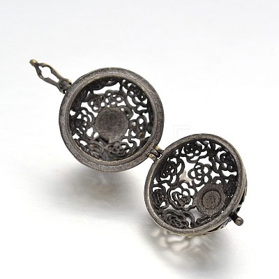 Brass Hollow Cage Pendants KK-P141-04-1