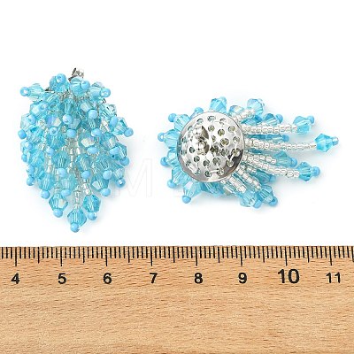 Glass Seed Braided Beaded Flower Stud Earrings EJEW-MZ00736-1