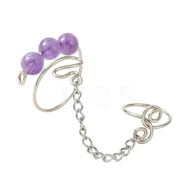Natural Amethyst Cuff Rings RJEW-JR01072-02-1