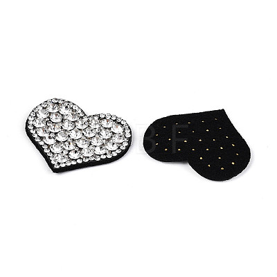 Heart Hotfix Glass Rhinestone with Cloth Patches PATC-T002-02A-1