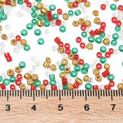 4 Colors Christmas 12/0 Glass Round Seed Beads SEED-X0058-01B-1