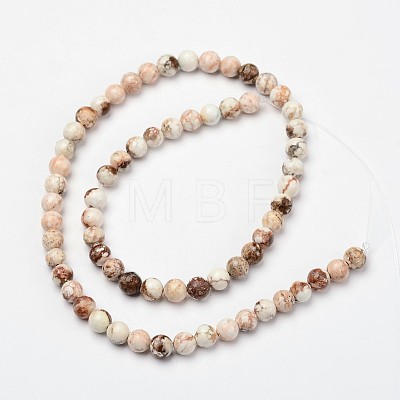 Round Natural Magnesite Beaded Strands X-G-L373-02-8mm-1