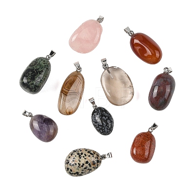 Natural & Synthetic Mixed Stone Tumbled Stone Pendants GG-K002-06-1