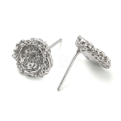 Rhodium Plated 925 Sterling Silver Stud Earring Findings STER-Q192-03P-1