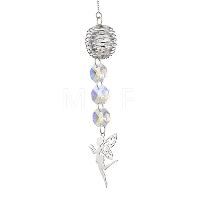 Glass Round & Octagonal Beads Hanging Suncatchers HJEW-JM04617-02-1