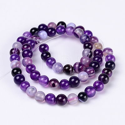 Natural Striped Agate/Banded Agate Beads Strands G-D845-01A-8mm-1
