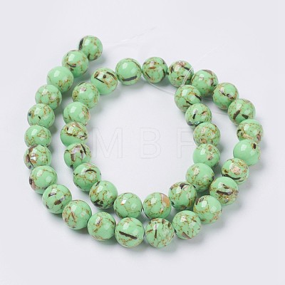 Sea Shell and Synthetic Turquoise Assembled Beads Strands G-G758-02-8mm-1
