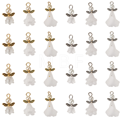 30Pcs 6 Styles Angel Frosted Acrylic Pendants FIND-TA0002-86-1