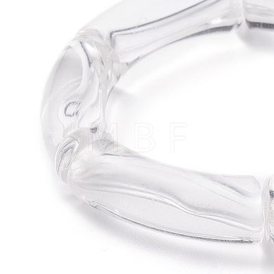Transparent Acrylic Curved Tube Chunky Stretch Bracelet for Women BJEW-JB08142-01-1