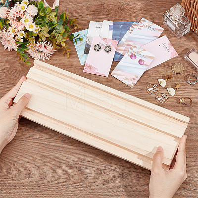 3-Slot Wood Earring Display Card Tray EDIS-WH0021-42-1