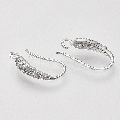 Brass Micro Pave Cubic Zirconia Earring Hooks X-ZIRC-Q022-035P-NF-1