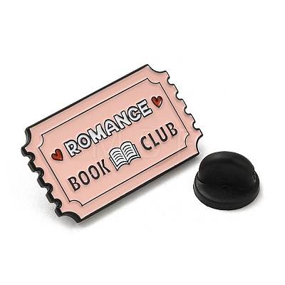 Rectangle with Heart & Word Romance Book Club Enamel Pins JEWB-M029-07B-EB-1