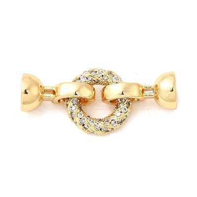 Brass Micro Pave Clear Cubic Zirconia Fold Over Clasps KK-U059-55G-1