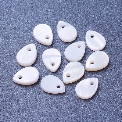 Natural White Shell Mother of Pearl Shell Charms X-BSHE-L036-01-1
