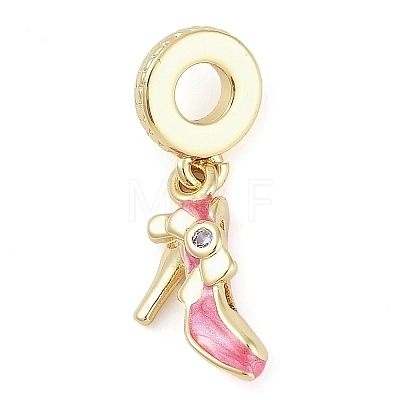 Rack Plating Brass Clear Cubic Zirconia Makeup European Dangle Charms KK-P287-34B-G-1