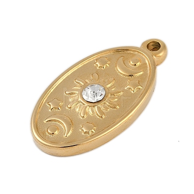 Ion Plating(IP) 304 Stainless Steel Rack Plating Cubic Zirconia Pendants X-STAS-U019-05G-1