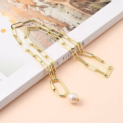 Natural Cultured Freshwater Pearl Pendant Necklaces NJEW-JN03087-1