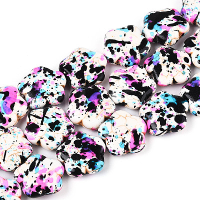 Spray Painted Synthetic Turquoise Beads Strands G-N352-27A-01-1