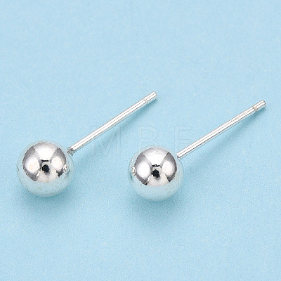 925 Sterling Silver Round Ball Stud Earrings STER-T005-01F-1