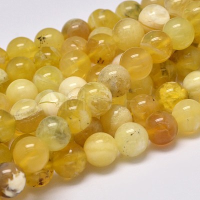 Natural Yellow Opal Round Bead Strands G-M296-02-10mm-1