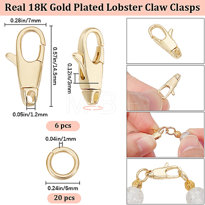Beebeecraft 6Pcs Brass Swivel Lobster Claw Clasps DIY-BBC0001-53-1