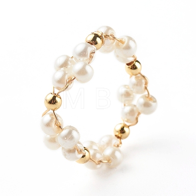 Glass Pearl Beads Finger Rings X1-RJEW-TA00005-1
