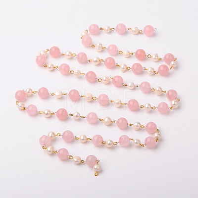Handmade Round Gemstone Beads Chains for Necklaces Bracelets Making AJEW-JB00058-03-1