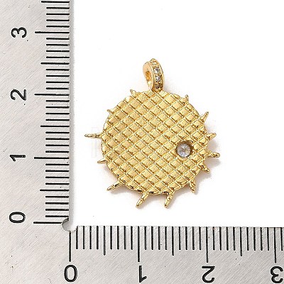 Rack Plating Brass Micro Pave Clear Cubic Zirconia Pendants KK-K377-30G-1