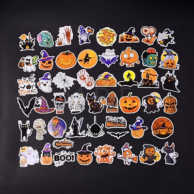 50Pcs Halloween Holographic Vinyl Waterproof Cartoon Stickers DIY-B064-01C-1