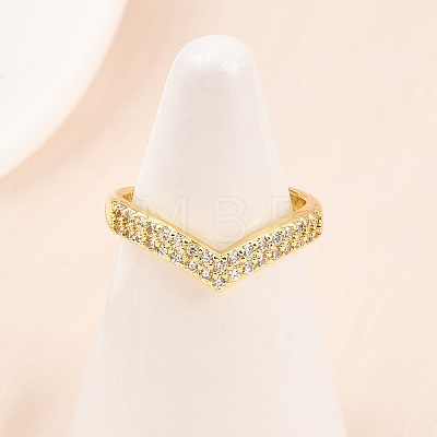 Brass Micro Pave Cubic Zirconia Adjustable Finger Rings for Women RJEW-Z113-40G-1