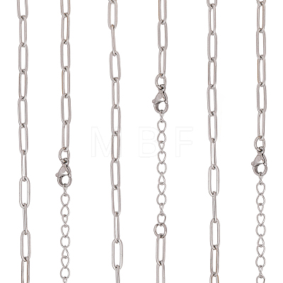 10Pcs 667 Stainless Steel Paperclip Chain Necklaces NJEW-BBC0001-48C-P-1