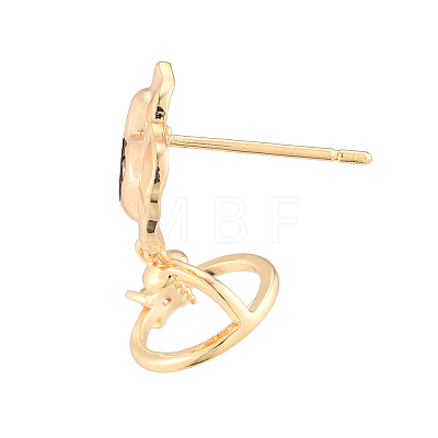 Brass Pave Colorful Cubic Zirconia Stud Earring Findings KK-N216-545-1