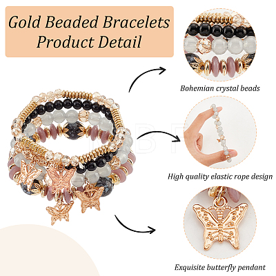 8Pcs 8 Style Synthetic Quartz Crystal & Acrylic Imitation Gemstone Beaded Stretch Bracelets Set BJEW-AN0001-29-1