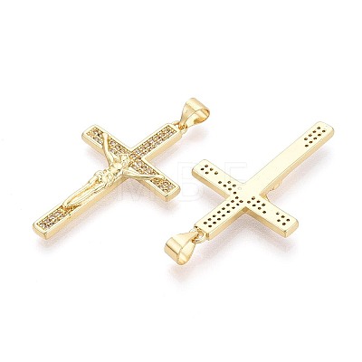 Religion Brass Micro Pave Clear Cubic Zirconia Pendants KK-T080-39G-1