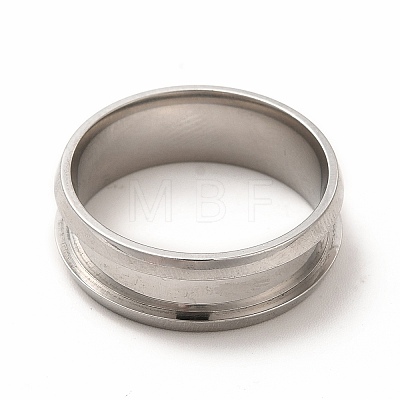 201 Stainless Steel Grooved Finger Ring Settings STAS-P323-09P-1
