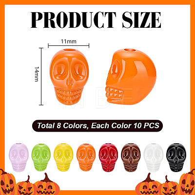 80Pcs 8 Colors Baking Paint Acrylic Beads SACR-PH0002-37-1
